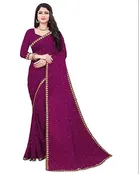 Lycra Blend Solid Saree for Women 