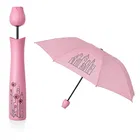 Lightweight Rose Umbrella  Waterproof UV Protection Mini Folding Creative Rose Flower Case Canvas Plastic with Compact Bottle Multicolour 