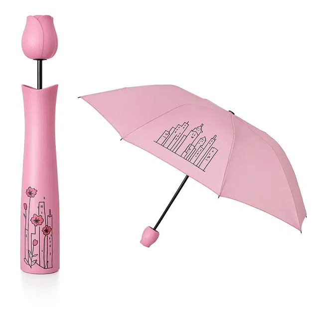 Rose Folding Bottle Umbrella [Assorted Color]