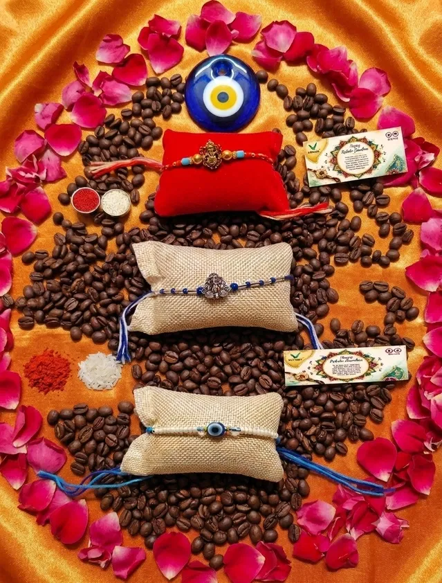 Ganes JI Evil Eye Metal Rakhi (Multicolor, Pack of 3)