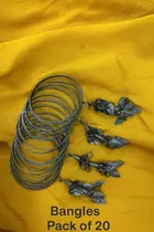 Metal Silver Plated Bangles for Women, Silver, Pack of 20 