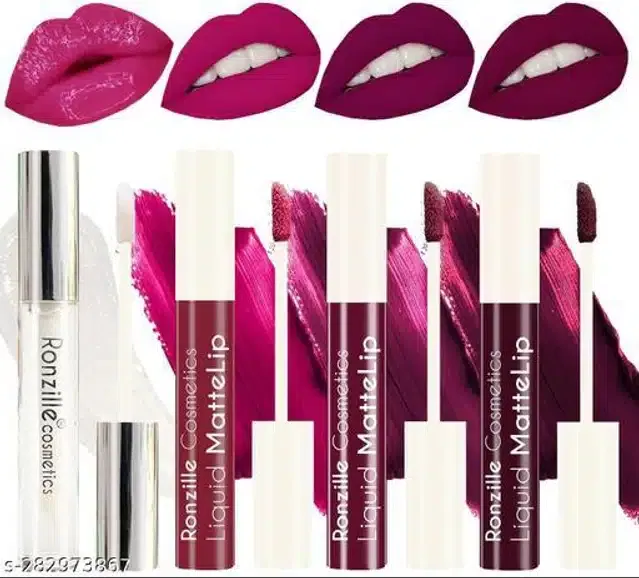Ronzille Liquid Matte Lipsticks (Multicolor, Pack of 4)