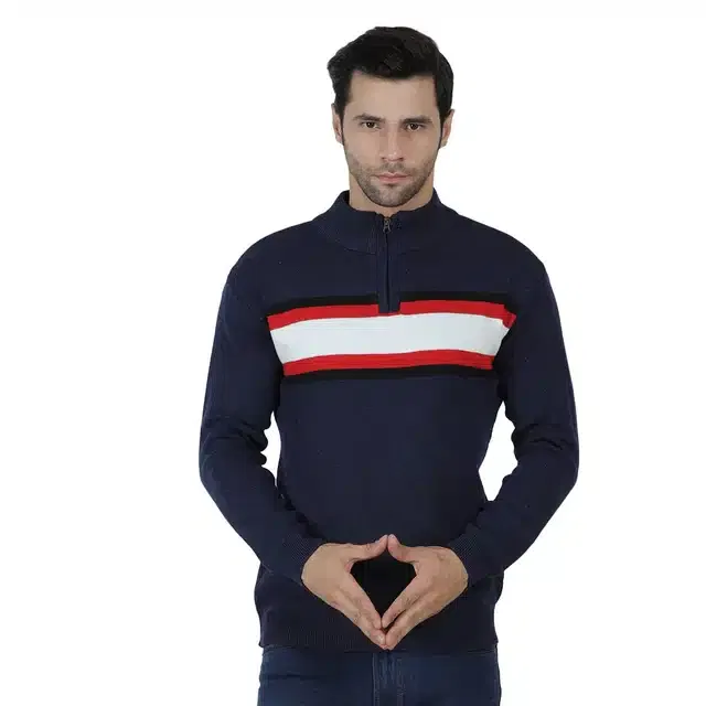 Full Sleeve Sweater for Men (Blue, XL) (J28)