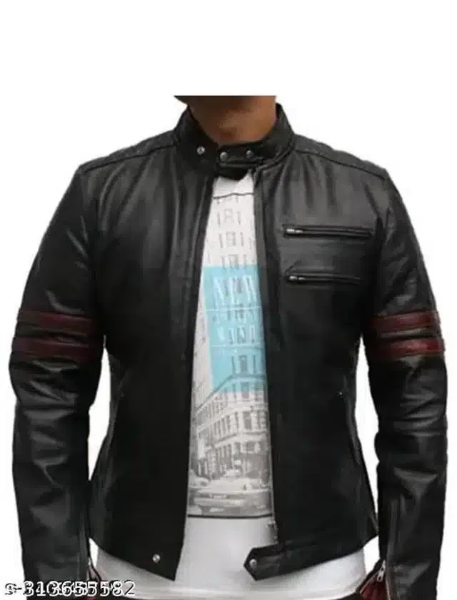 Synthetic Jacket for Men (Black, XL)