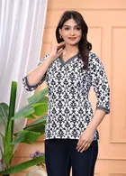 Cotton Floral Print Short Kurti for Women 