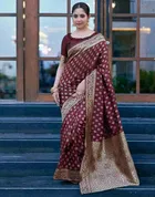 Silk Woven Design Saree for Women, Maroon 