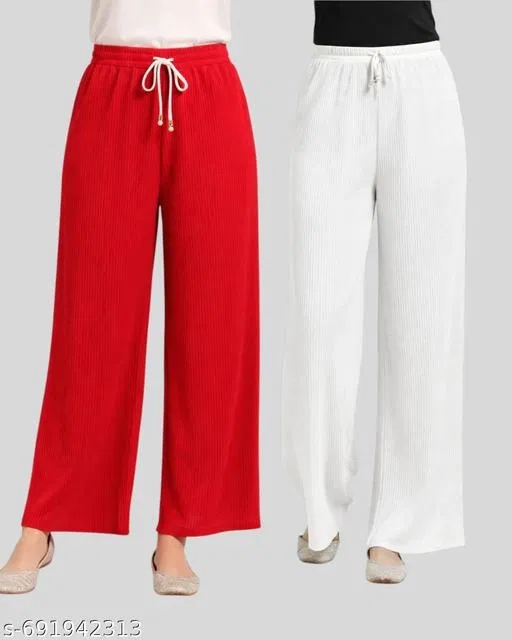Palazzos for Women, Pack of 2 (Red, M)