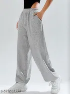 Cotton Blend Solid Trousers for Men, Grey 