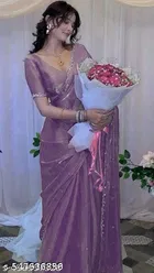 Jimmy Choo Solid Saree For Women, Purple