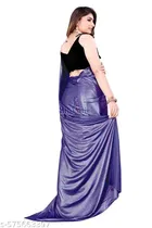 Lycra Solid Saree For Women, Blue