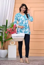 Rayon Printed Short Kurti for Women 