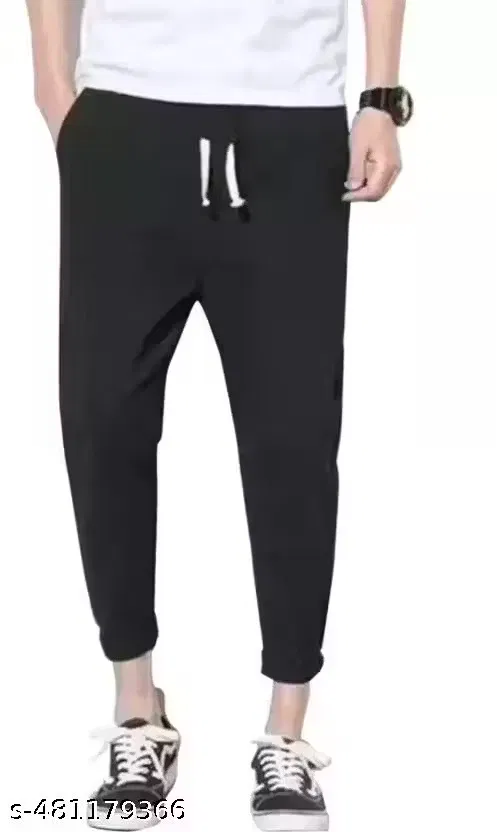 Textured Trackpant for Men (Black, L)