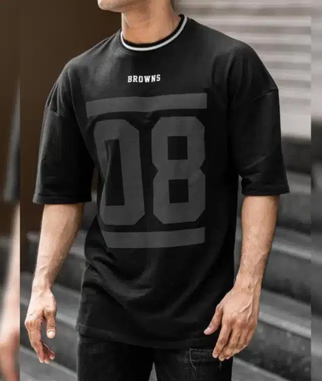 Men's Round Neck T-Shirt (Black, XL)