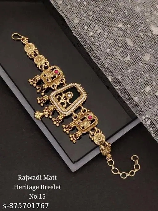 Heritage Bracelet for Women (Gold, Free Size)