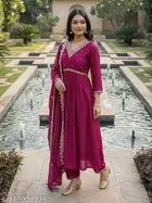 Embroidered Flared Kurta Set for Women 