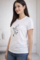 Cotton Blend Printed T-shirt for Men, White 