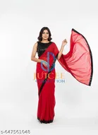 Georgette Saree for Women, Red 