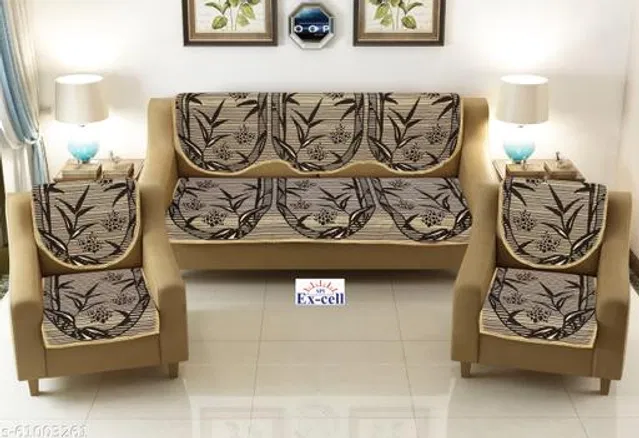 Polycotton 5 Seater Sofa Covers (Brown, Set of 1)