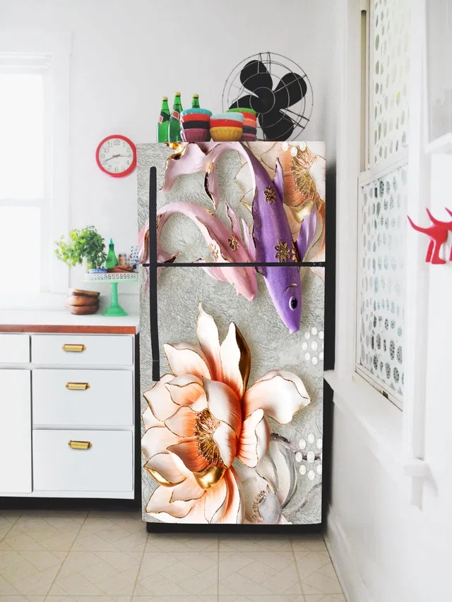 Vinyl Wallpaper Sticker for Fridge Door (Multicolor, 60x160 cm)