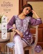 Chikankari Embroidered Short Kurti for Daily/Office Wear for Women 