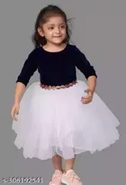 Net Half Sleeves Dress for Girls 