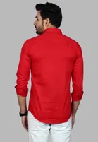 Cotton Blend Solid Shirt for Men, Red 