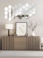 Acrylic Hexagon Shaped Wall Mirror Stickers 