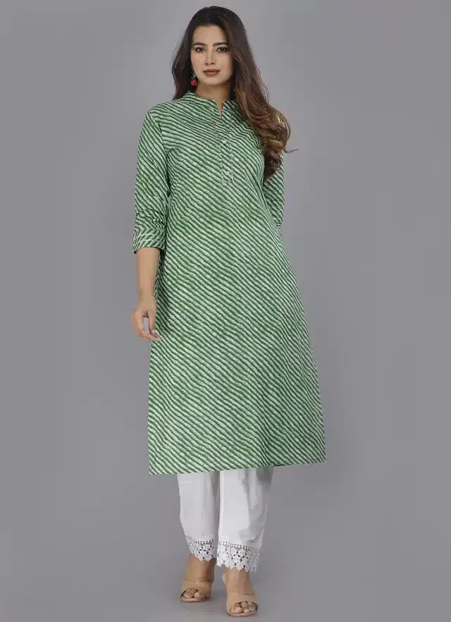 Pure Cotton Kurti for Women (Green, M)