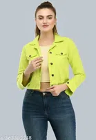 Cotton Blend Jacket for Women (Green, S)
