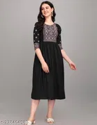 Rayon Slub Embroidered Kurti for Women 