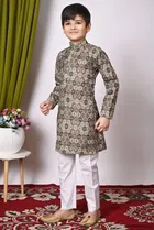 Cotton Blend Printed Kurta with Payjama for Boys, Multicolor 