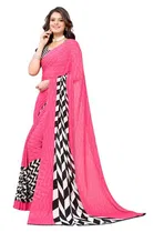 Women Georgette Printed Saree With Unstitched Blouse 
