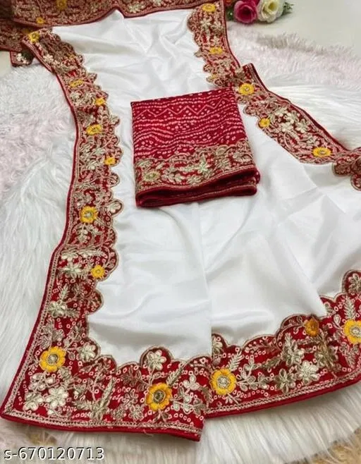 Chiffon Woven Design Saree For Women, White