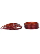 Glass Bangle Set for Women (Maroon, 2.2) (Pack of 12)