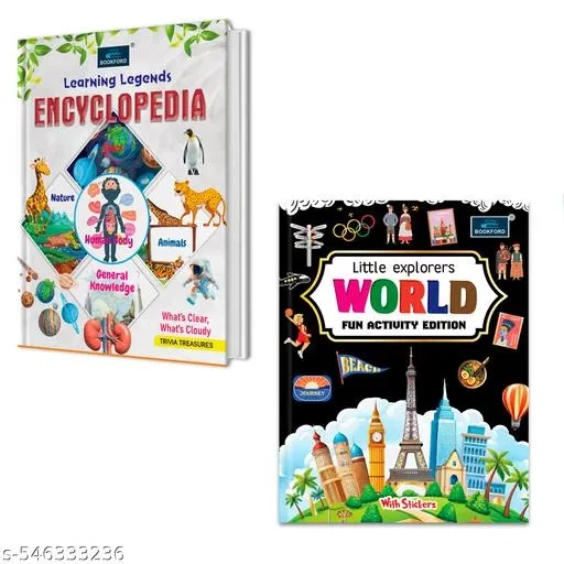 Little Explorers WORLD Fun Activity Edition with Stickers + Learning Legends All-in-One Encyclopedia on Space, Nature , Human Body , Animals & GK – Set of 2 Engaging Books for Kids