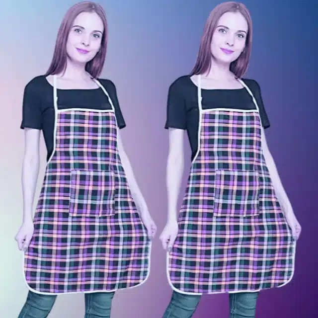 Cotton Kitchen Aprons (Multicolor, Pack of 2)