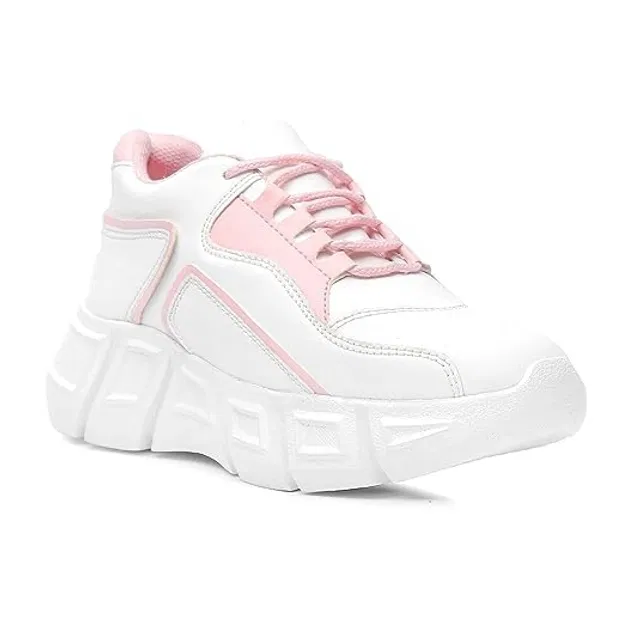 Sneakers for Women (Pink & White, 7)