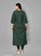 Solid Cotton Blend A-line Kurti for Women 