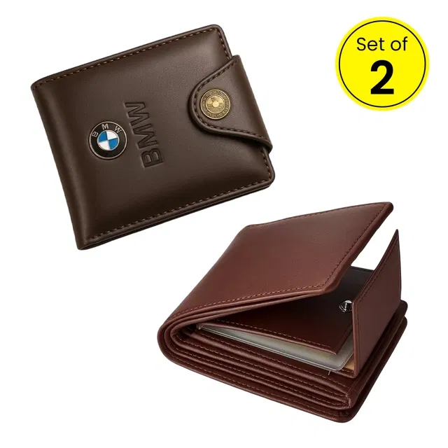 Wallet for Men, Pack of 2, Dark Brown, Everyday Use, Easy Carry