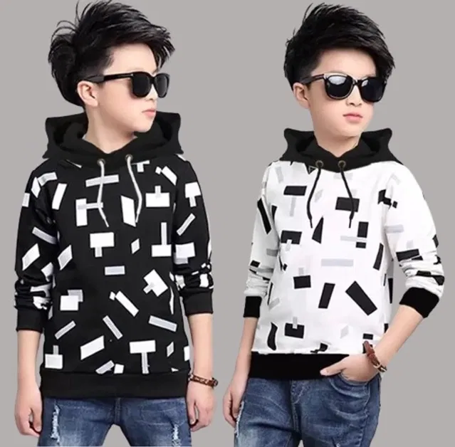 Cotton Blend Hood Neck Sweatshirts for Boys (Multicolor, 10-11 Years) (Pack of 2)