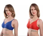 Poly Cotton Non Padded Solid Bra for Women (Multicolor, 32A) (Pack of 2)