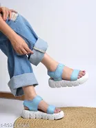 Shoetopia Platform Sandals Blue Size IND-4