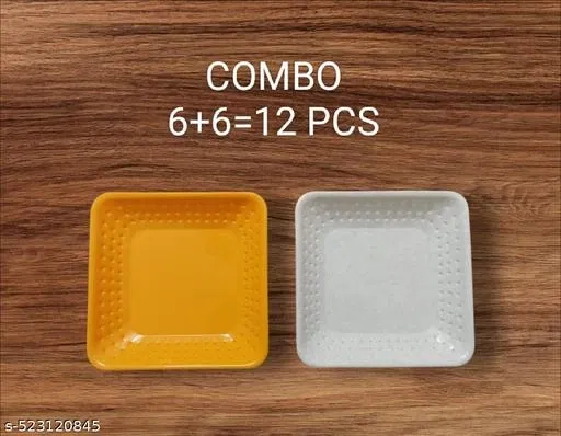 Plastic Plates for Kitchen, Multicolor, Pack of 12