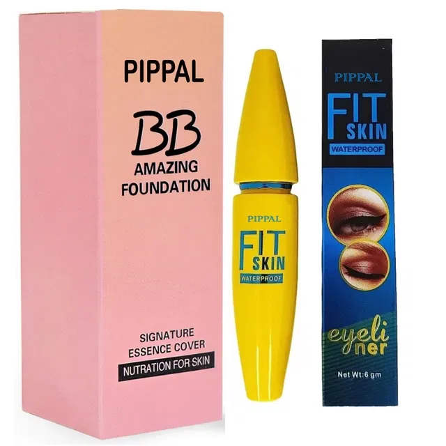 Pippal B.B. Amazing Foundation (60 ml) with Fit Skin Waterproof Eyeliner (6 ml) (Set of 2)