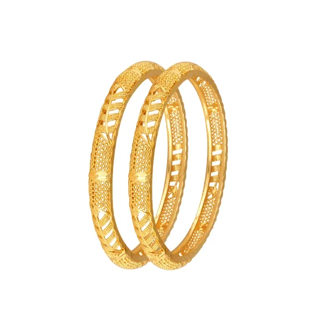 Alloy Bangles for Women (Gold, 2.8) (Set of 2)