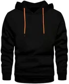 Fleece Printed Hoodie for Men, Black 