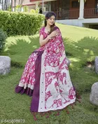 Art Silk Printed Saree for Women, Pink 