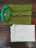 Cotton Solid Kurta Set for Men, White & Green 