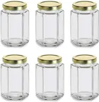 Afast 250Ml Transparent Gold Lid Glass Hexagone Jars | Best Quality Glass Jars For Your Home And Kitchen 