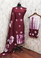 Chanderi Cotton Tie and Dye Unstitched Suit Fabric for Women (Maroon, 2.25 m)